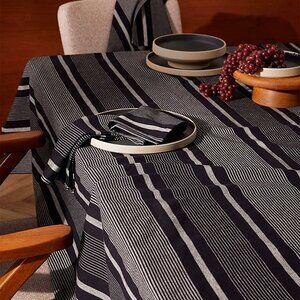 Maison Simons Black and Gray Stripes Tablecloth - Rectangular
